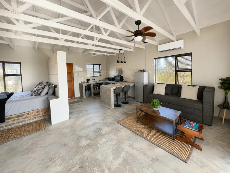 Open-plan interior of the Rustic Retreat